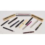 A collection of vintage pens and fountain pens to include three Swan Leverless fountain pens with