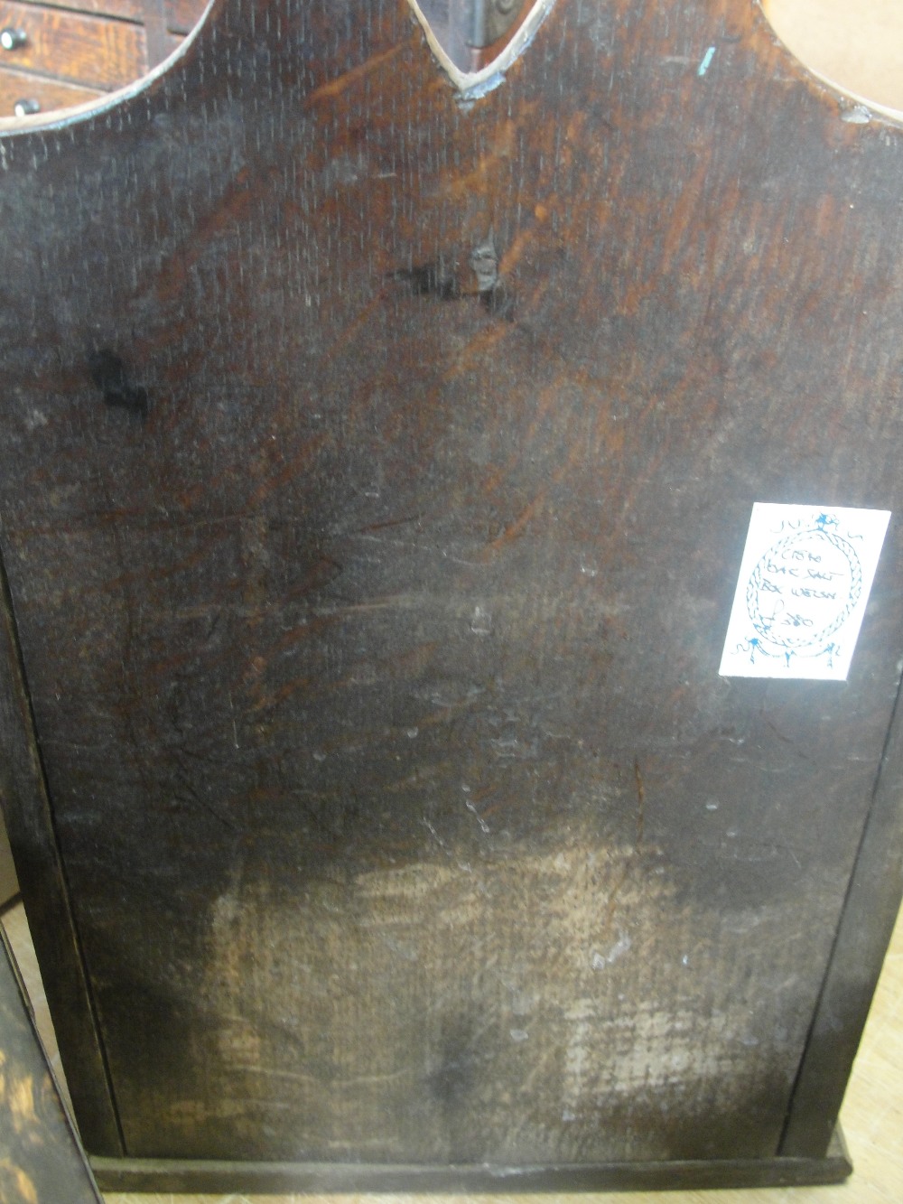 A mid 19th century Welsh oak salt box, with shaped back plate, - Image 6 of 7