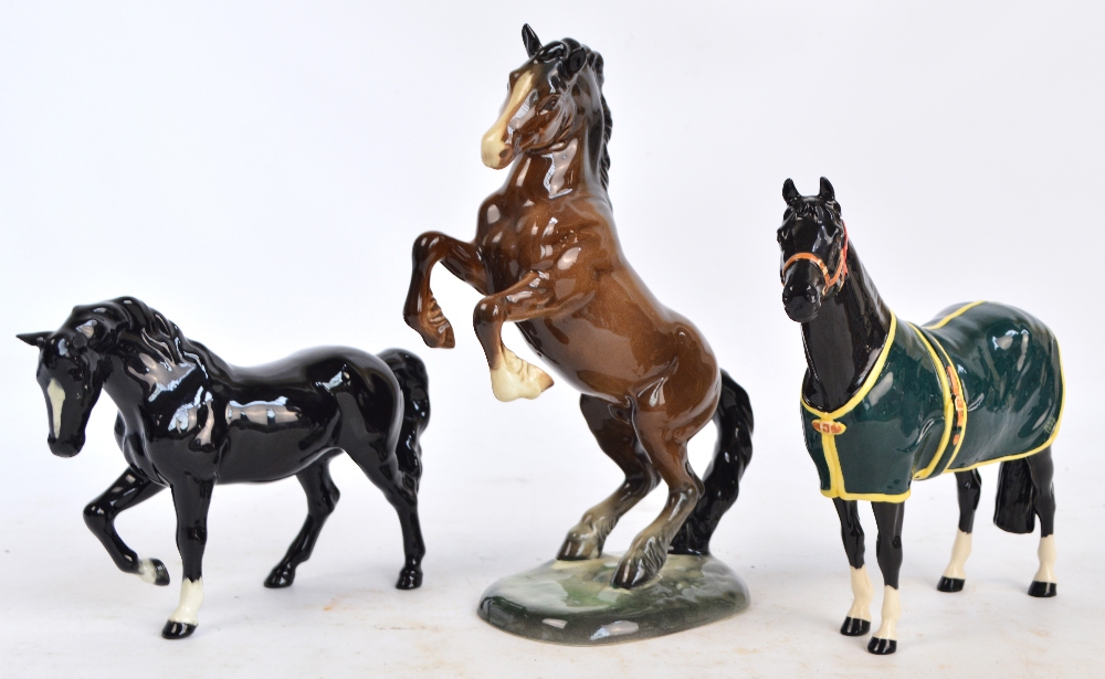 Three Beswick horses; Champion Welsh mountain pony, issued 1999, limited edition 580, rearing horse,