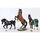 Three Beswick horses; Champion Welsh mountain pony, issued 1999, limited edition 580, rearing horse,