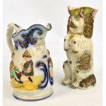 A mid 19th century Staffordshire relief moulded jug decorated to both sides with children playing