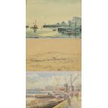 H. COPSON; watercolour, dockland scene with derricks, signed lower right, 35.