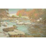 THOMAS ELLISON; watercolour, winter river landscape, signed lower left, 56 x 80cm,