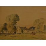 PERCY LANCASTER (1878-1951); watercolour and charcoal "Northern Farm", signed lower right,