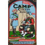 A rare vintage "Camp Coffee with Chicory" polychrome enamel sign, 36 x 16.5cm. CONDITION REPORT: