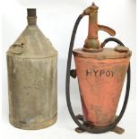 A Hypoy Castrol oil dispenser and an oil storage can (2).