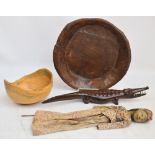 An early 20th century carved wooden bowl, a south African wooden bowl,