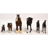 WITHDRAWN

Four Beswick figures; brown "Shire Mare", model no.