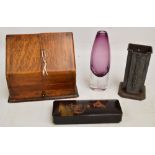 An early 20th century oak stationery box,