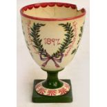 A Wemyss goblet commemorating the diamond jubilee of Queen Victoria, painted with the VR insignia