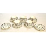 A 19th century Hammersley & Co part tea service with transfer decoration and gilt heightened rims,