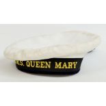 A vintage sailor's cap with band inscribed "R.M.S. Queen Mary", internal diameter approx 18cm.