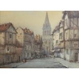 NOEL HARRY LEAVER (1889-1951); watercolour "Spire of St.