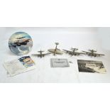 A collection of diecast model aeroplanes comprising a Wellington MkIII, a Halifax B3,