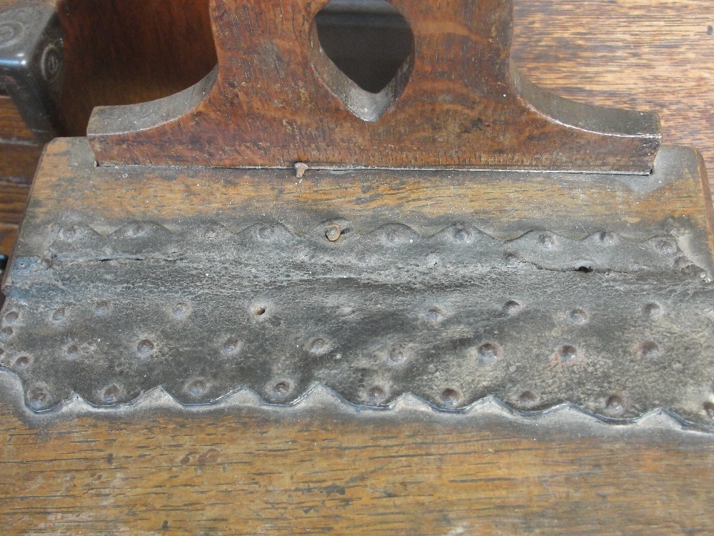 A mid 19th century Welsh oak salt box, with shaped back plate, - Image 3 of 7