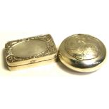 A hallmarked silver round trinket pot and a small silver rectangular box marked 925,