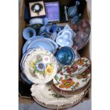 A quantity of ceramics to include Wedgwood jasper ware, collectors plates etc.