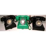 Three 1950s vintage telephones to include a rare model 328CB in green finish,