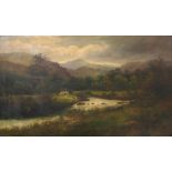 J.ELLIS; a large 19th century oil on canvas depicting the Lledr Valley near Betws-Y-Coed, signed