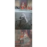 Three large prints to include the wedding of King George and Alexandra 1888, Queen Victoria,