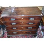 A 19th century mahogany four drawer chest of drawers on bracket feet with ivory escutcheons,