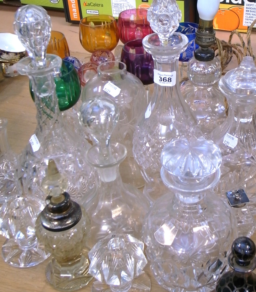 A quantity of Victorian and later glassware to include Bohemian overlay hoch coloured drinking