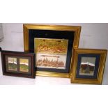 Three Luciano Agliotti limited edition framed and glazed fine silver gilt and enamel plaques,