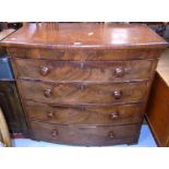 A Victorian mahogany bow front four drawer chest, length 109cm.