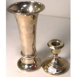 A George V hallmarked silver trumpet vase, Chester 1915, approx height 19cm,