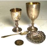Two George VI hallmarked silver goblets, Sheffield 1935, height 14cm, London 1941,