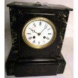 A 19th century French slate eight day striking mantel clock,