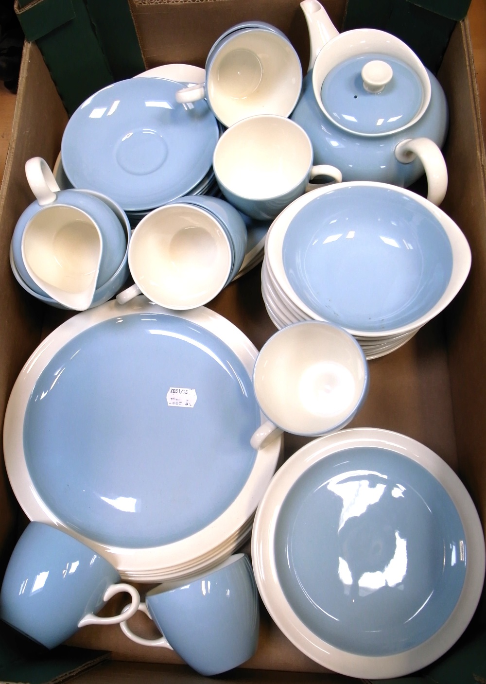 A Wedgwood Summer Sky retro part dinner service to include cups, saucers, plates and bowls.