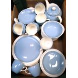 A Wedgwood Summer Sky retro part dinner service to include cups, saucers, plates and bowls.