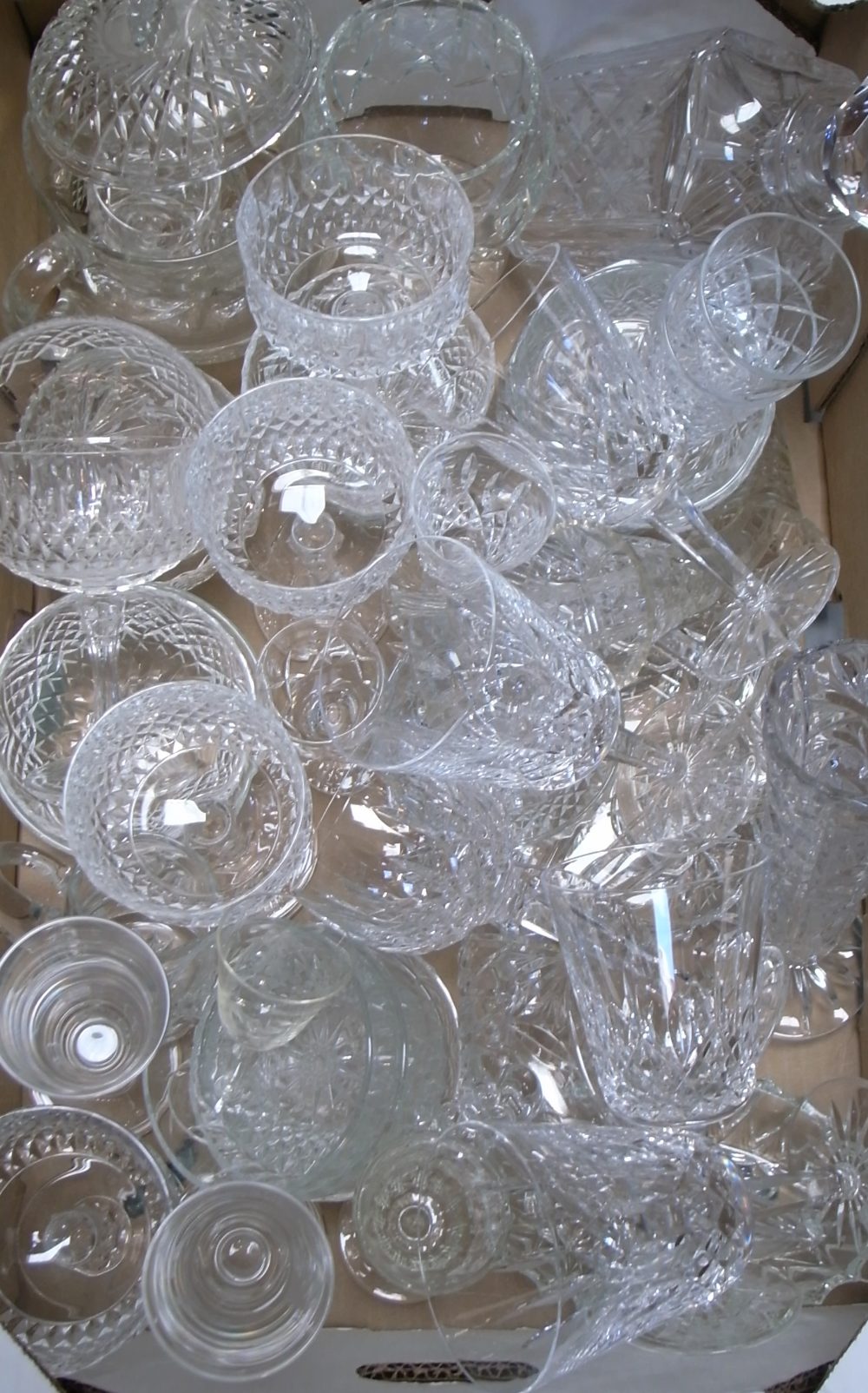 A quantity of glassware by Webb and Stuart Crystal comprising drinking glasses, decanter etc.