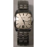 Tissot; a 1960s gentlemans Visodate wristwatch with tonneau stainless steel case,