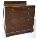 A 19th century mahogany and inlaid four drawer chest of drawers on bracket feet, width 90cm.