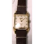 Longines; a 1940s gentlemans tank style dress watch with high grade 17 jewel calibre 23Z manual wind