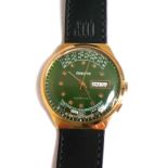 Paketa; Russian gentlemans wristwatch with leather strap.