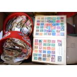 Five albums of world and UK stamps together with a large quantity of loose postage stamps and first