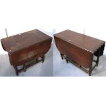 Two 20th century drop leaf dining tables on barley twist supports,