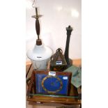 A collectors lot comprising a walnut framed desk clock,