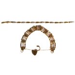 Two 9ct gold bracelets, a gatelink bracelet and a white and yellow gold link bracelet,