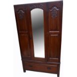 A late 19th early 20th century mahogany wardrobe,