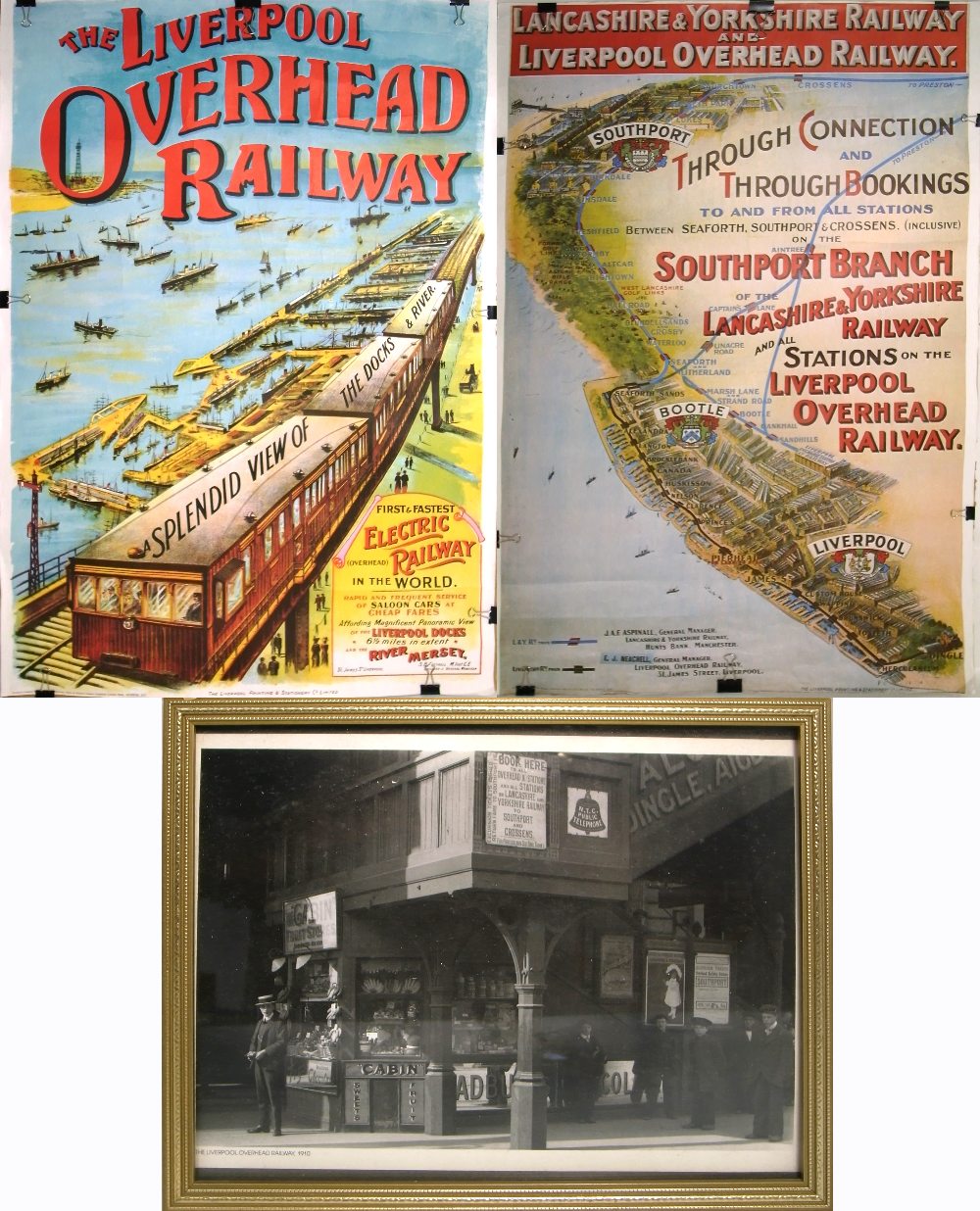 Two reproduction Liverpool Overhead Railway posters,