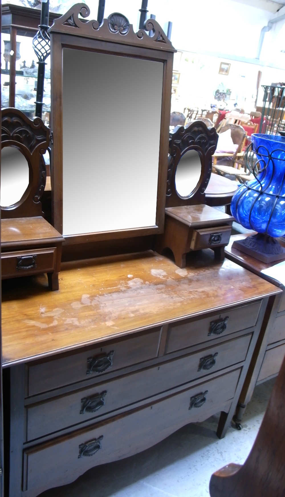 A late 19th early 20th century mahogany dressing table,