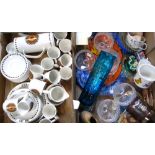 A quantity of ceramics and glassware comprising a Poole plate, a quantity of Meakin teaware, a