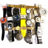 A quantity of fashion watches and pocket watches to include Timex, Montre Suisse etc.