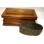 A 19th century rosewood box and a 19th century metal warming box (2).