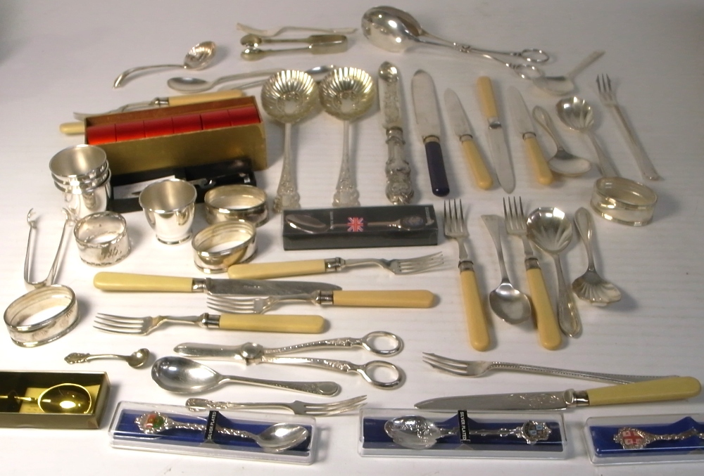 A quantity of hallmarked silver and silver plated flatware, various hallmarks.