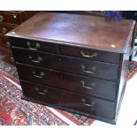 An 18th century mahogany two over three low chest of drawers, width 98cm.